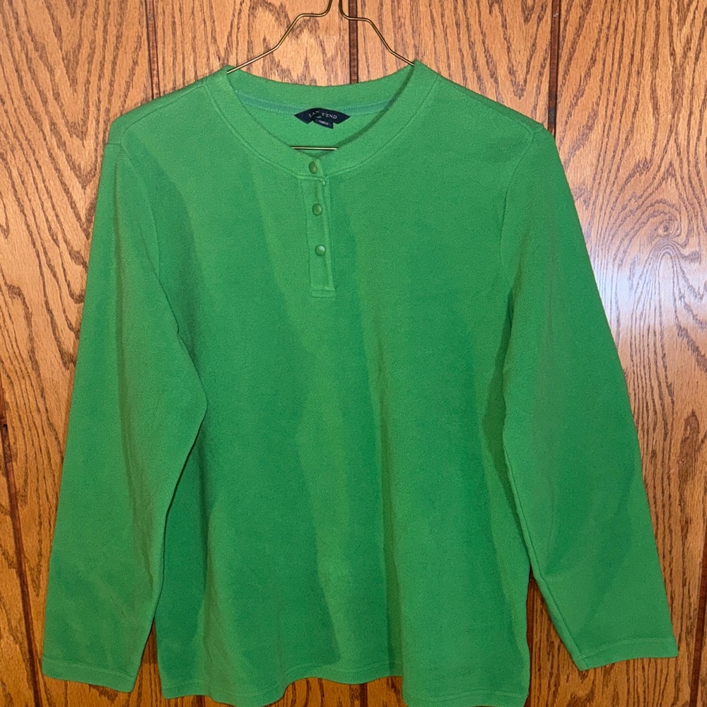 Lands' End Vibrant Green Women’s Long Sleeve Pajama Top